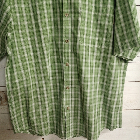 Wolverine Button Down Shirt Mens Large Green Cotton Blend Plaid Short Sleeve - Picture 4 of 9